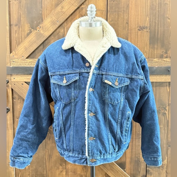Vintage SHEPLERS Denim Sherpa Sherling Jacket Men’s XL - Picture 1 of 12